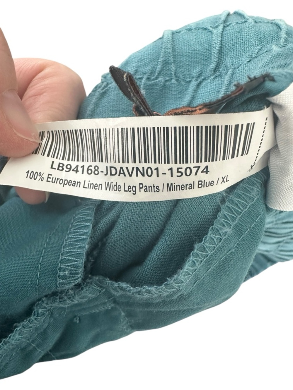 Quince 100% European Linen Wide Leg Pant Mineral Blue Teal XL Drawstring Coastal - Picture 9 of 12